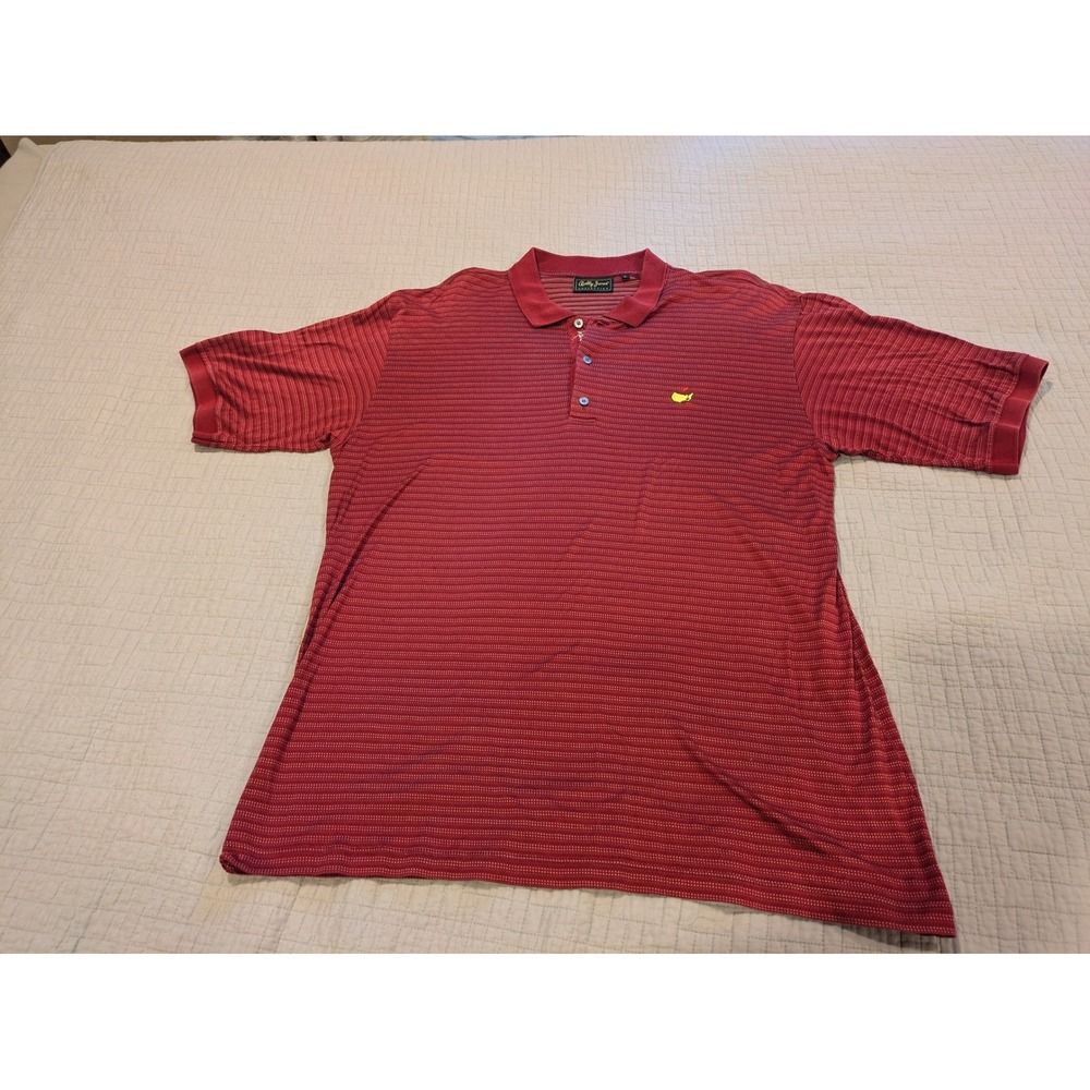 Bobby Jones Collection Masters Golf Polo Shirt Mens Large Red Striped
